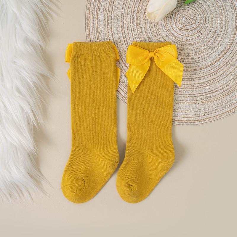 Șosete pentru bebeluși și copii mici de marcă nouă, toamnă iarnă, șosete lungi până la genunchi pentru copii fete, bumbac cu fundă mare, stil spaniol, șosete de podea pentru copii