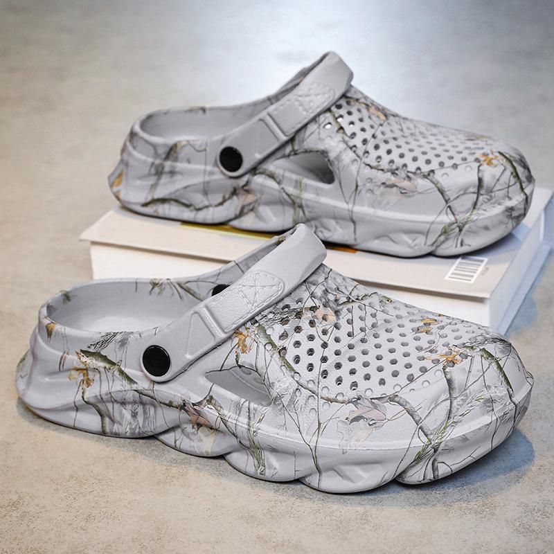 

2025 новые мужские летние туфли Baotou Hole, модные тапочки для пляжа, классные тапочки 45 светло-серый