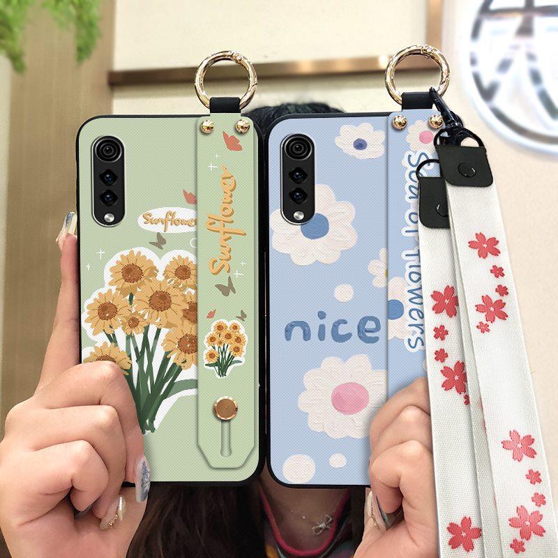 Wrist Strap Flower Phone Case For LG Velvet 4G/5G Shockproof Waterproof Soft Case Fashion Design Anti-dust Kickstand