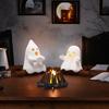 Halloween Ghost Campfire Gathering Nightlight Spooky Statue Decoration 3D Printed Bookcase Ornament Home Decor Accent
