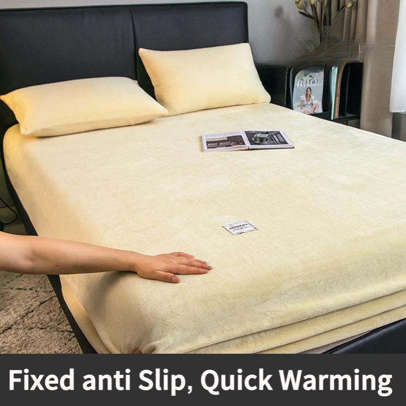 2025 Velvet Thermal Mattress Cover, Plush Fabric Sheets For Winter, Bed Cover, Bed Sheets Set For Single Double King Queen Bed 160x200
