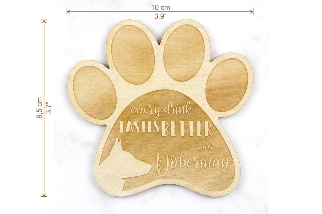 Dobermann, Doberman Pinscher, Dobie - Coaster cu cană, coaster gravat cu câine, cadou pentru iubitorul de câini marca Art-Dog