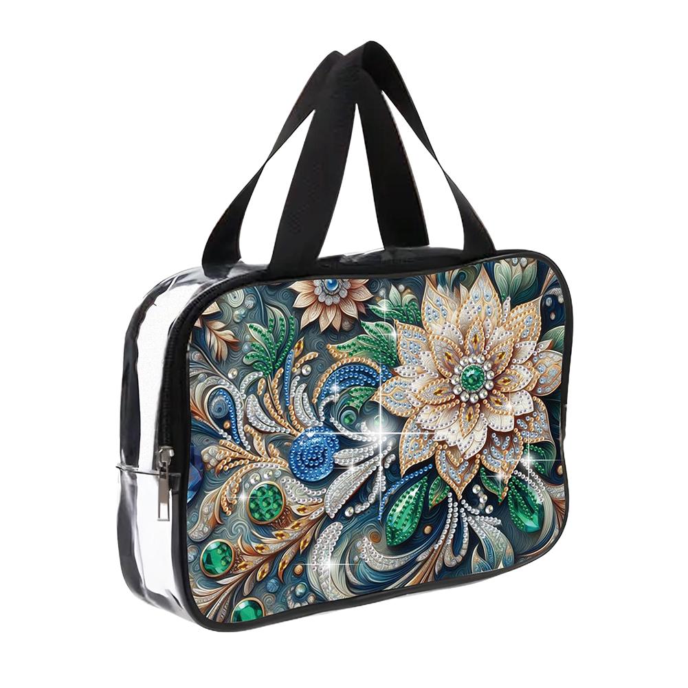 DIY Diamond Art Crystal Rhinestone Cosmetic Bag Zipper Closure 5D Diamond Painting PVC Pouch Large Capacity for Home Decor Gift