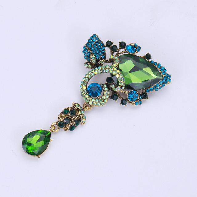 Брошь-булавка в виде капли воды со стразами Кристальная булавка Женские аксессуары для свитеров и пальто Брошь-булавка с драгоценным камнем для пальто Модная капля