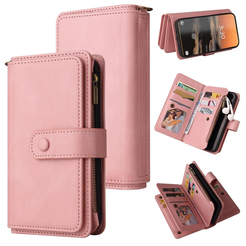 Multi 15-Card Zipper Wallet Leather Cover for Xiaomi Poco F8 Ultra F7 Pro F6 F5 F4 GT F3 Lanyard Anti Drop Wrist Phone Bag Cover