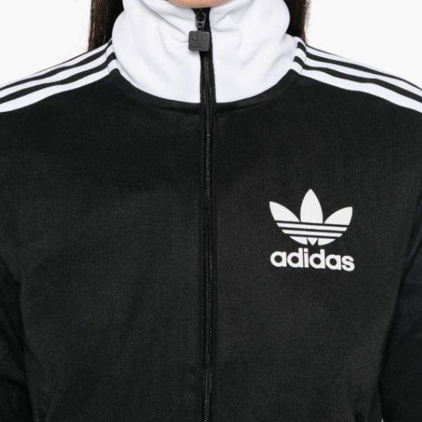 Adidas Classic Series Logo Print Zip-Up Stand Collar Fitted Jacket Women Black IW3174