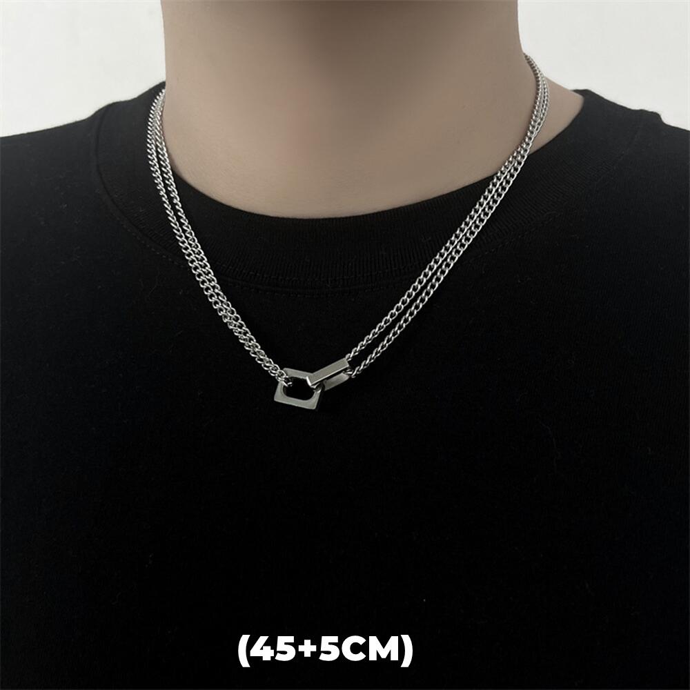 Collar de doble capa con estrella de circón estilo hip hop para hombres y mujeres, cadena colgante de acero de titanio con dije de tendencia, joyería unisex al por mayor