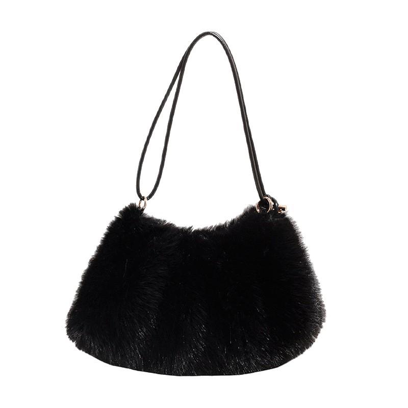 

2025 Жіноча пухнаста універсальна сумка через плече та на плече зі штучного хутра чорний