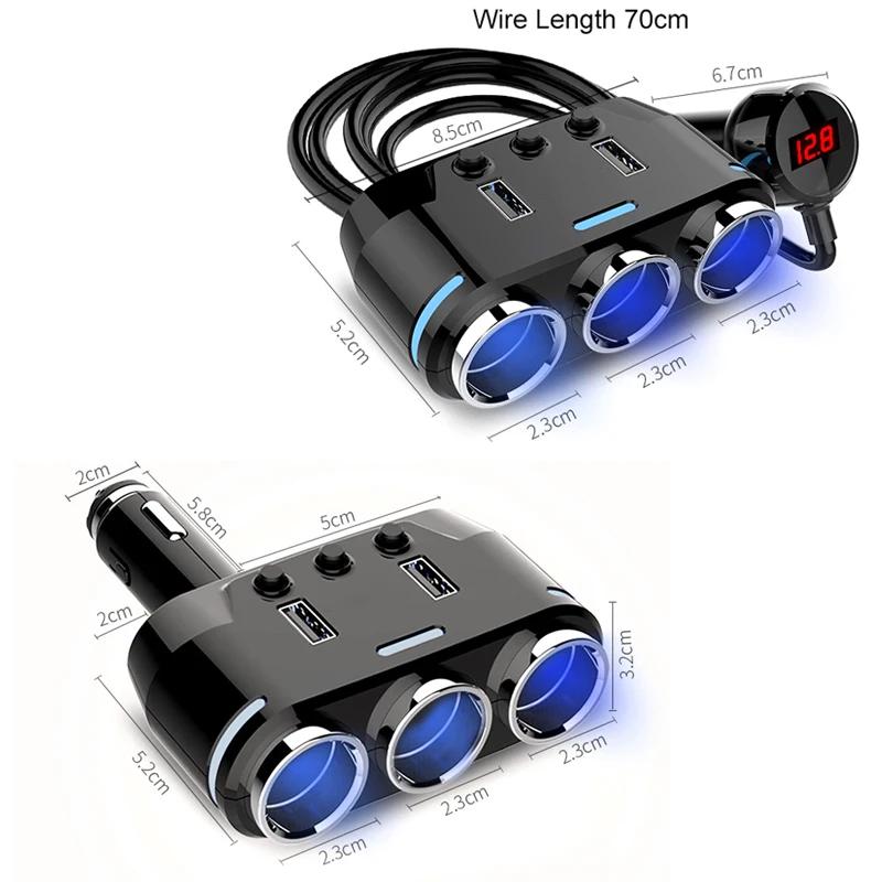 12V-24V Gniazdo zapalniczki samochodowej Rozdzielacz wtyczki LED USB Ładowarka telefonu Adapter Napięcie Przedłużacz zapalniczki samochodowej
