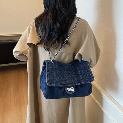 Denim Bag Women's Fashion Large Capacity Chain Shoulder Bag High-end Sense Lazy Wind Commuting Versatile Underarm Bag