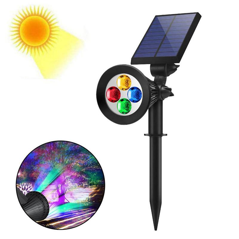 4LED Outdoor Solar Lights Lawn Ground Lamp Waterproof Landscape Solar Spotlights Pathway Garden Light Walkway Driveway Decor New