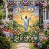 Jesus Cross Ag He Is Risen Christian Religious Yard Sign Porch Decor Banner XXQ
