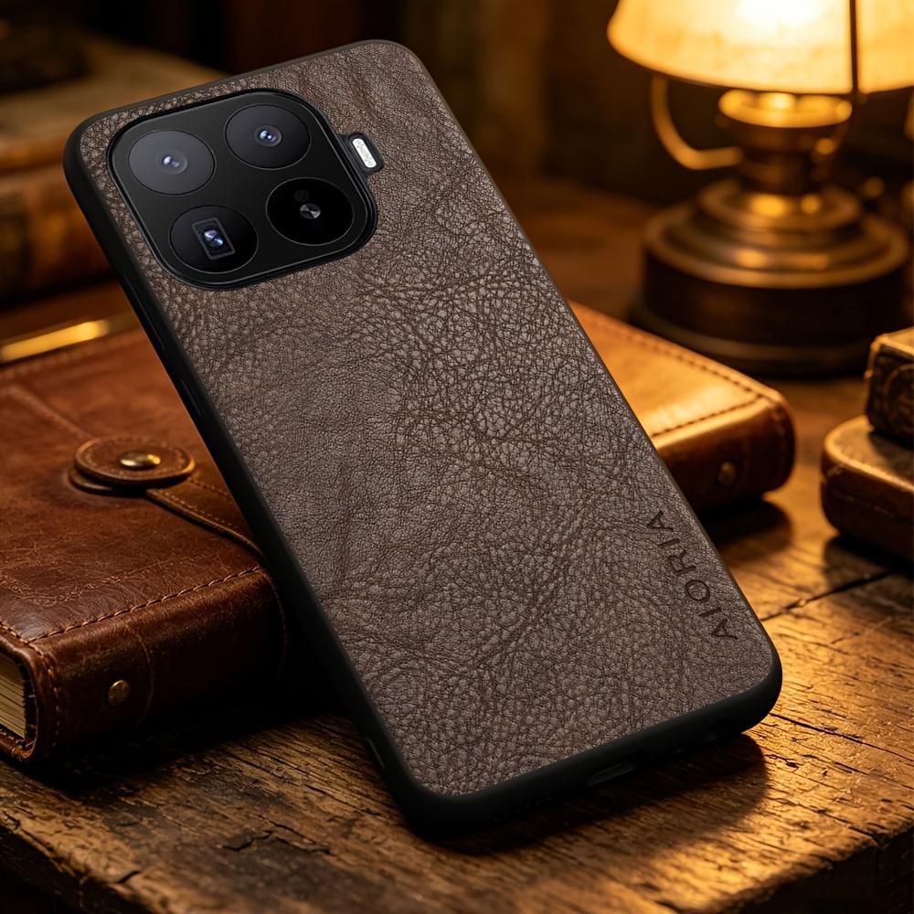 Phone Case - Solid Color Faux Leather Phone Case for Xiaomi 17T Pro Smart Precise Camera Hole Positions And Business Faux