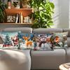 Short Plush Material Pillowcasehome Decor Christmas Scenes: Santa, Deer, Bird, Snowman Pattern Cushion Cover Suitable For Sofa B
