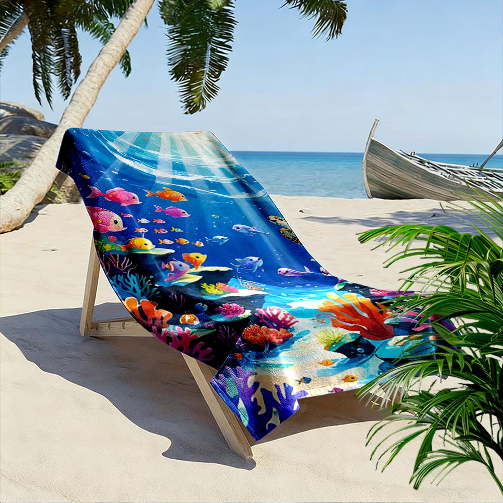 Underwater World with Turtle and Coral Beach towel quick-drying for travel outdoor sports jogging beach and swimming