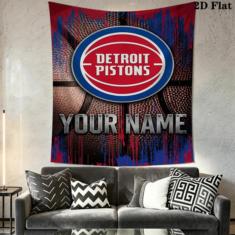 Name Custom Detroit Pistons Wall Tapestry Aesthetic Wall Hanging Printed Fabric Blanket Decorative Tapestries for Bedroom Living Room Home Decor