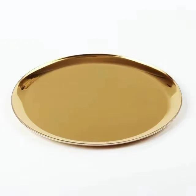 Severský Ins Kovový Podnos Zlatý Kulatý Talíř Podnos na Ukládání Šperků Dánsko Jednoduché Jídelní Talíře Domácí Dekorativní Podnosy