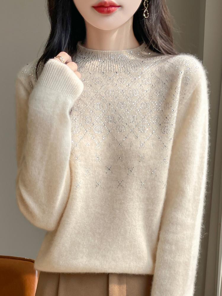 Women's Cashmere Sweater Qinghe Cashmere 30% Cashmere 70% Wool Autumn and Winter Cashmere Pullover Soft and Warm