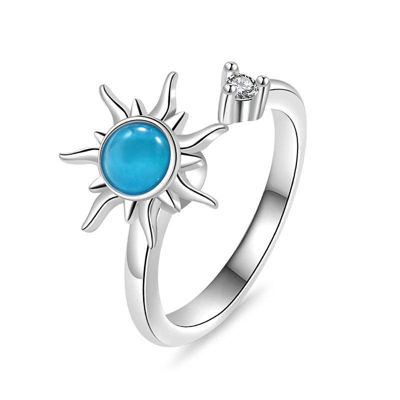 Bague tournante en métal sur le thème du tournesol pour femme, incrustée de diamants, soulagement de l'anxiété, bijou anti-stress, bague tournante pour phalange resizable