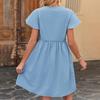 Women's Dress Casual Summer Solid Color V-neck Short Sleeved Dress