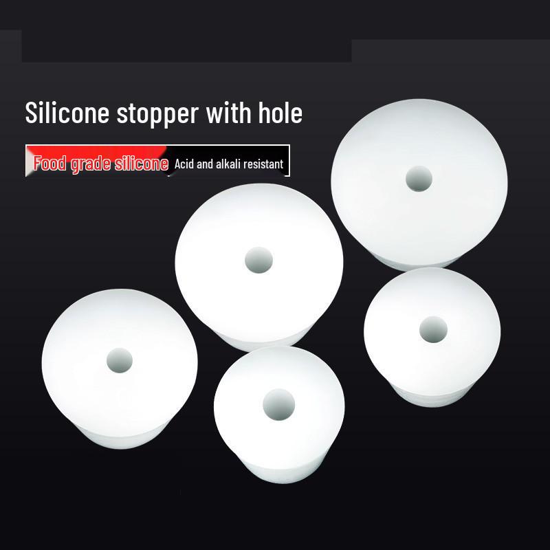 Hole-Punched Food Grade Silicone Stopper for Test Tubes, Bottles, and Water Pipes.