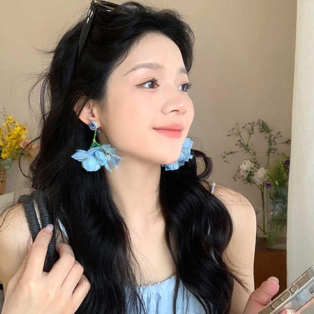 Exaggerated Flower Dangle Earrings Sweet Petals Stud Earrings Fashion Beach Earrings  Vacation
