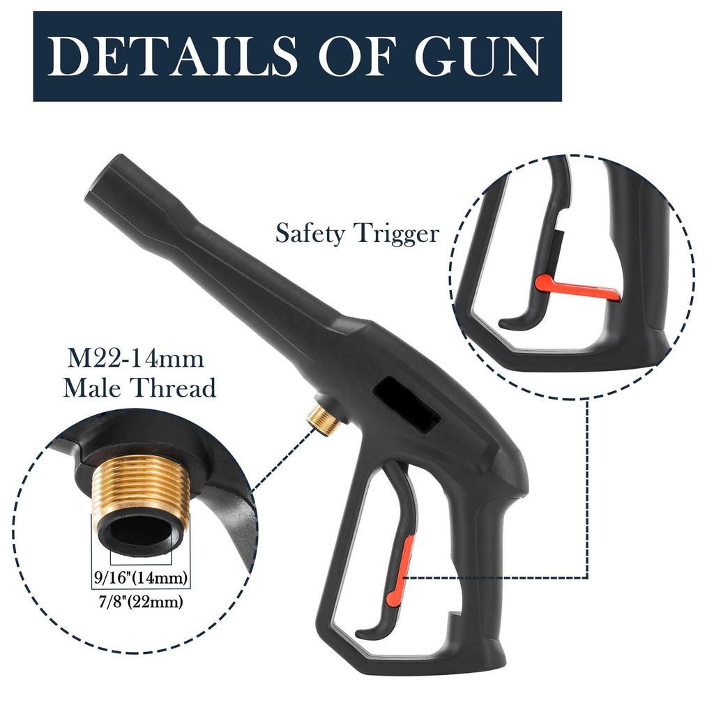 Pistol cu presiune înaltă pentru spălarea mașinilor, M22, compatibil cu pistoalele de pulverizare Bosch, 4000 PSI