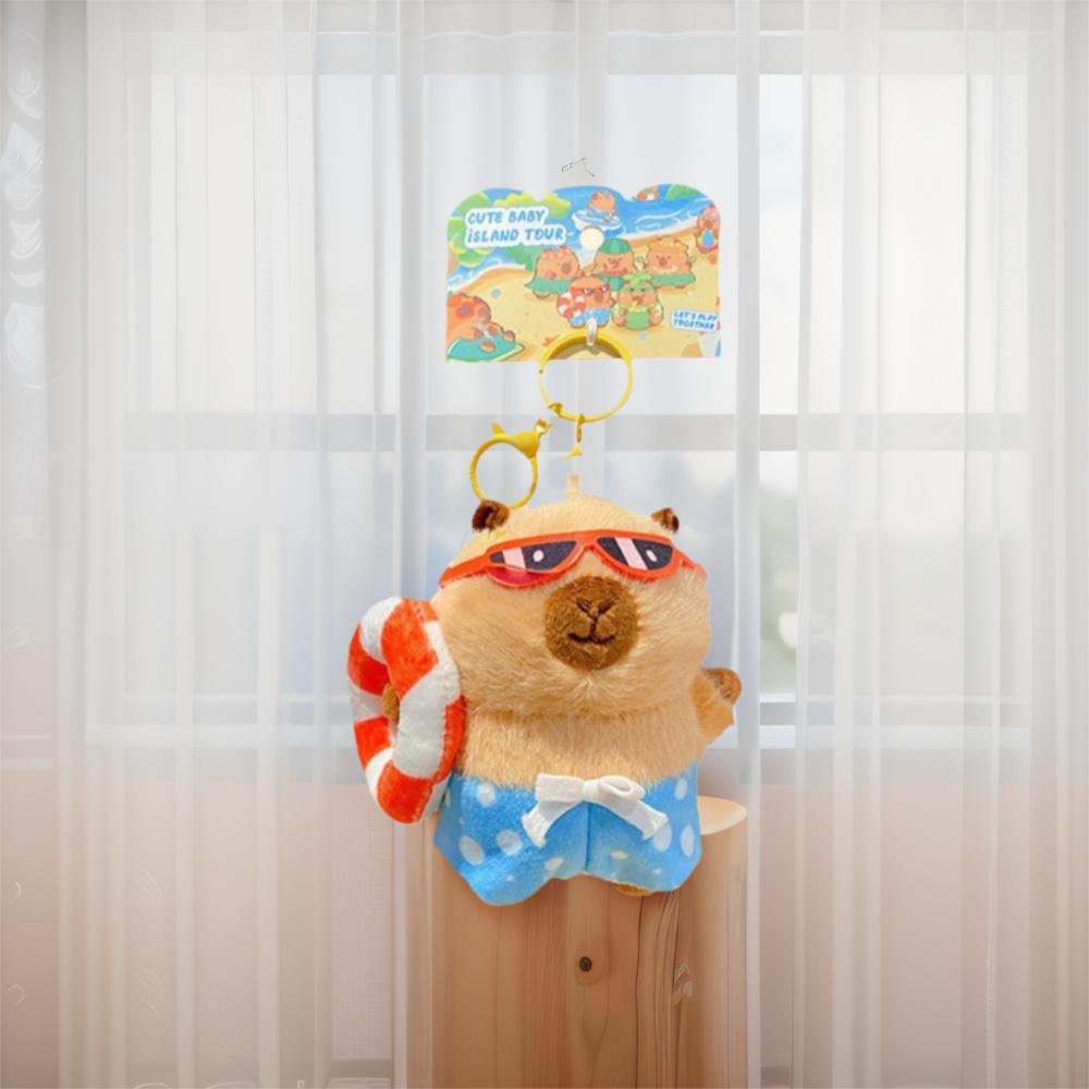 Kawaii Cartoon Plush Capybara Keychain Island Style Cute Doll Pendant Bag Hanging Ornaments Car Keyring