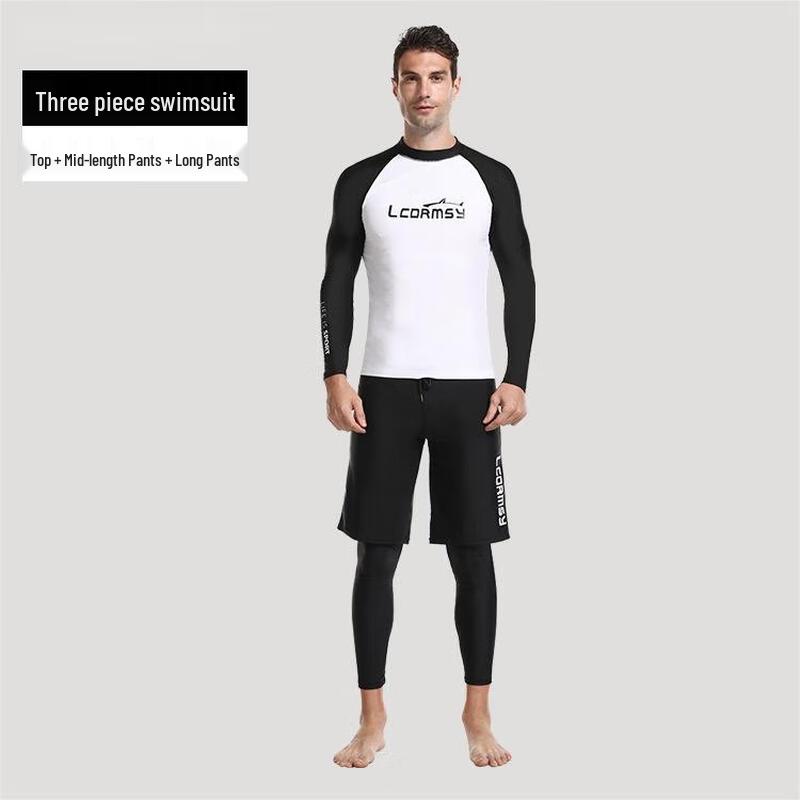 Men s 3-Piece Long Sleeve Rash Guard & Wetsuit Set L