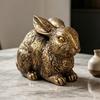 Vintage Rabbit Figurine Carving Bunny Statue Animal Sculpture Home Office Bookshelf Desktop Fengshui Decoration Ornament