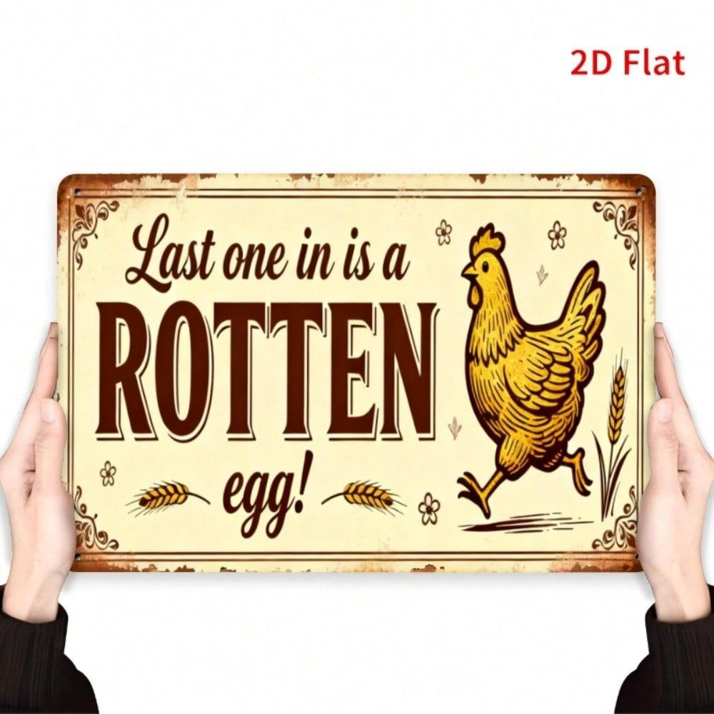 Vintage Metal Rooster Wall Sign for Kitchen