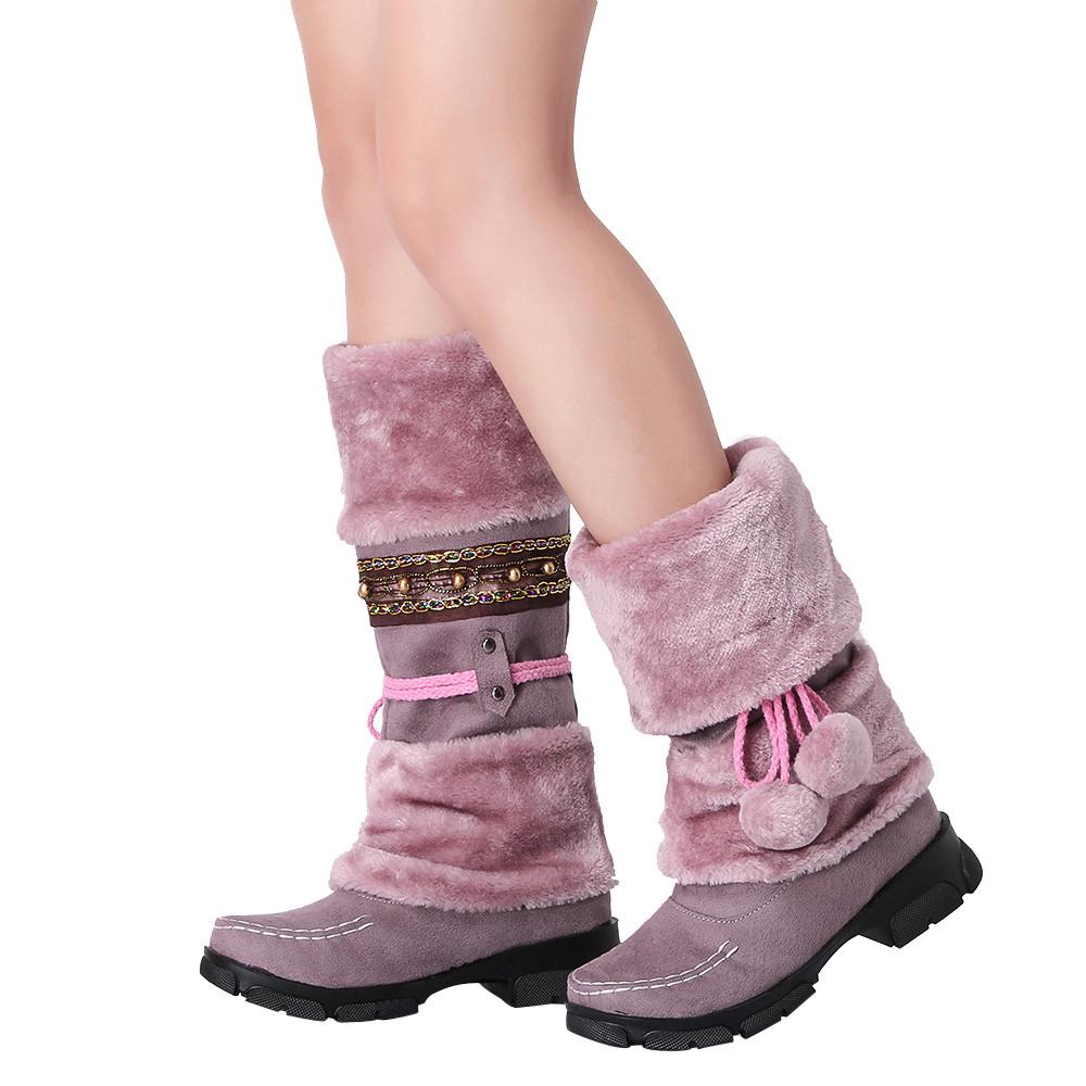 2019 Winter Warm Boots for Women & Ladies Suede Hairball Round Toe Square Heel Shoes Keep Warm Slip-On Snow Boots 2019 Winter Warm Boots for Women & Ladies Suede Hairball Round Toe Square Heel Shoes Keep Warm Slip-On Snow Boots