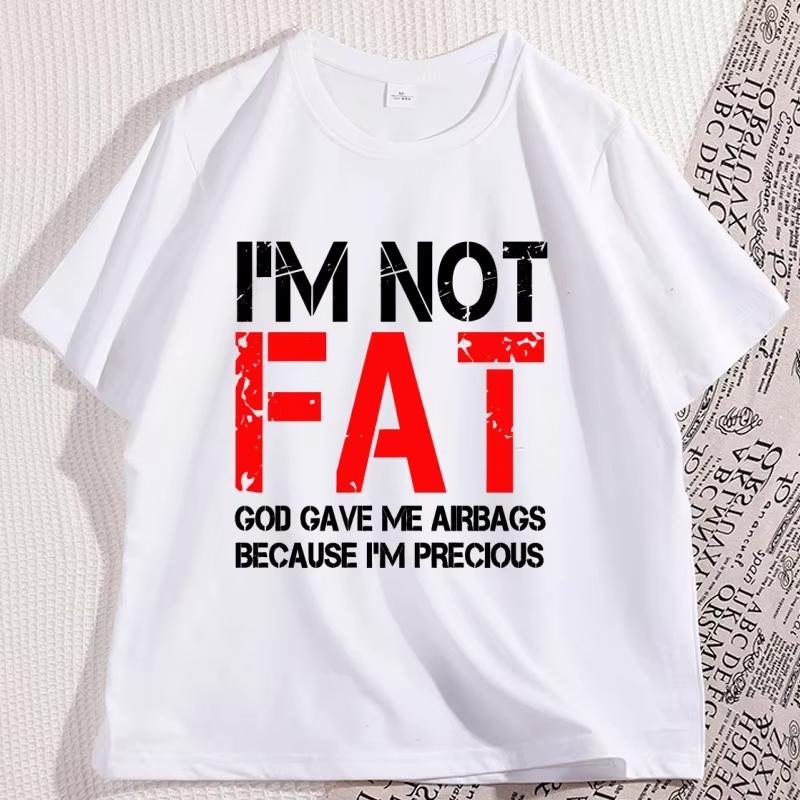 Im Not Fat T Shirt Funny Sarcastic Humor Tshirt Body Positivity Tee Unisex Graphic Printed T Shirts Round Neck Basic Tees Tops