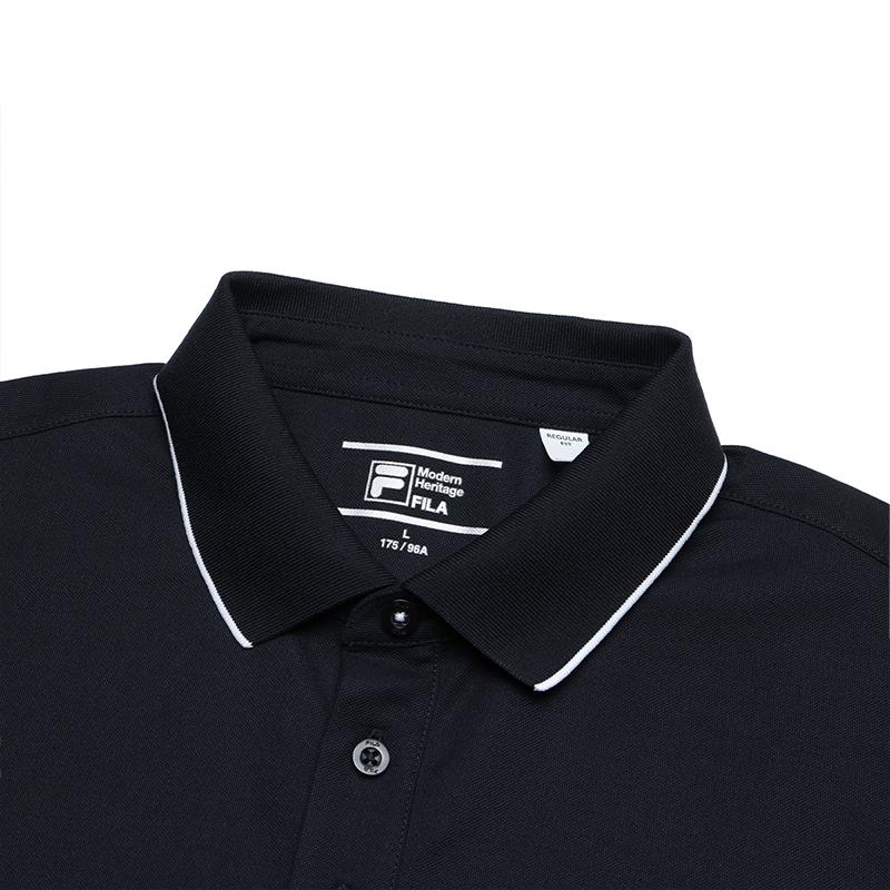 FILA Solid Color Simple Business Commuting Versatile Short Sleeve Polo Men polo Legendary-Blue F51M431103BNV