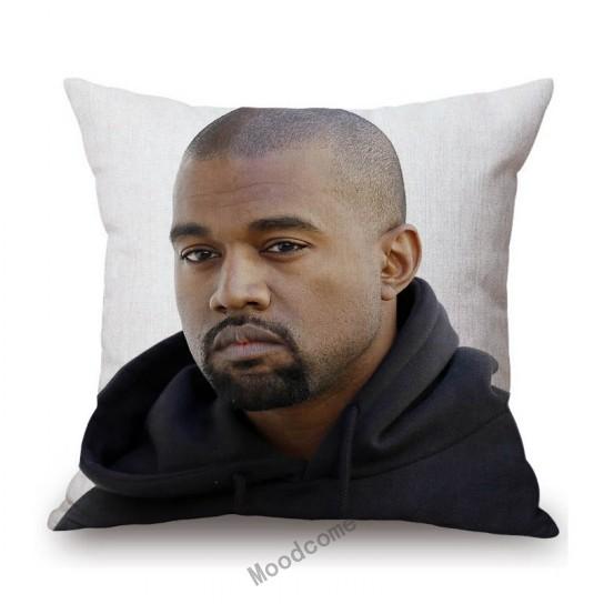 Lovely Funny Kanye West Funny Face Celebrity Portrait Art Hollywood Cotton Linen Sofa Throw Pillow Case Decorative Cushion Cover