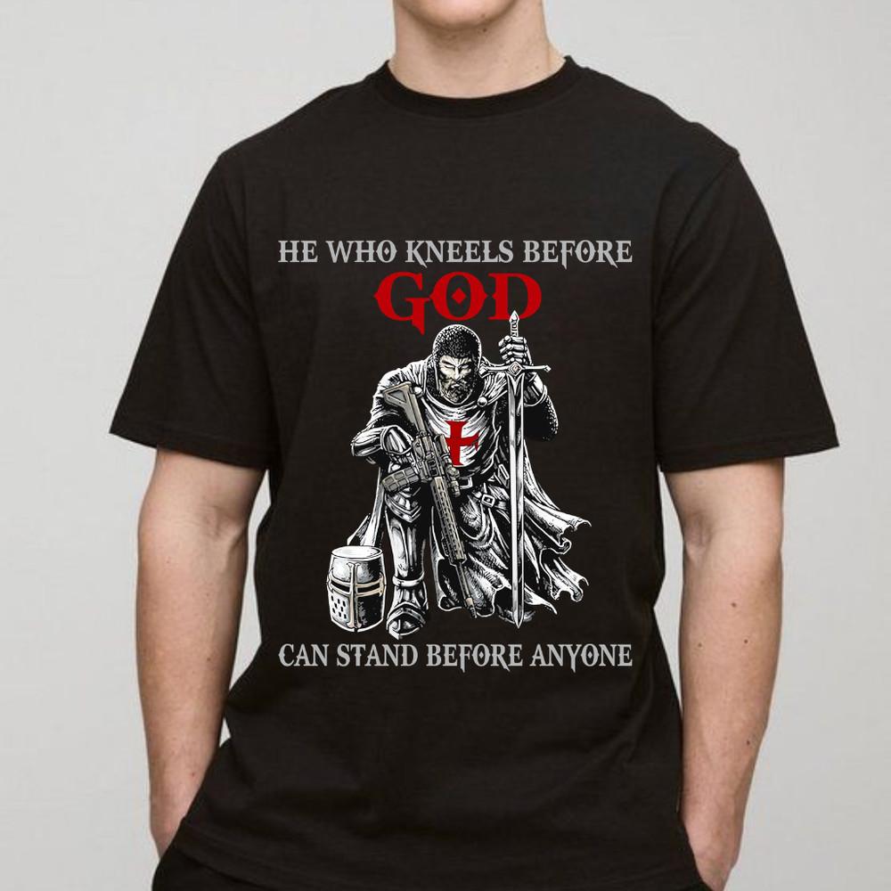 

He Who Kneels Before God Can Stand Before Anyone Faith T-Shirt – Limited Edition Unisex T-Shirt L