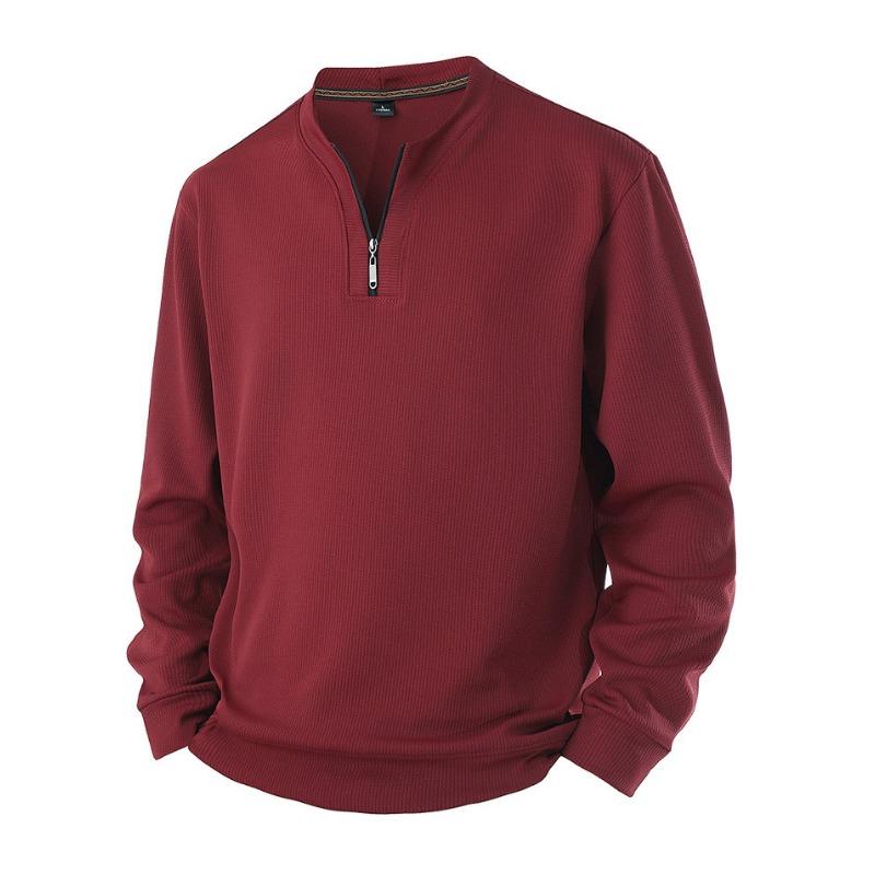 Men Long Sleeve Crew Neck Half Zip Loose Fit Casual Sweatshirt