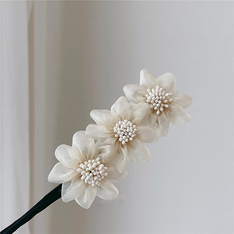 MulticolorElegant Shell Pearl Lazy Hair Curler Bow Barrettes Braided Hair Artifact Vintage Women Flower DIY Hair Maker Tools