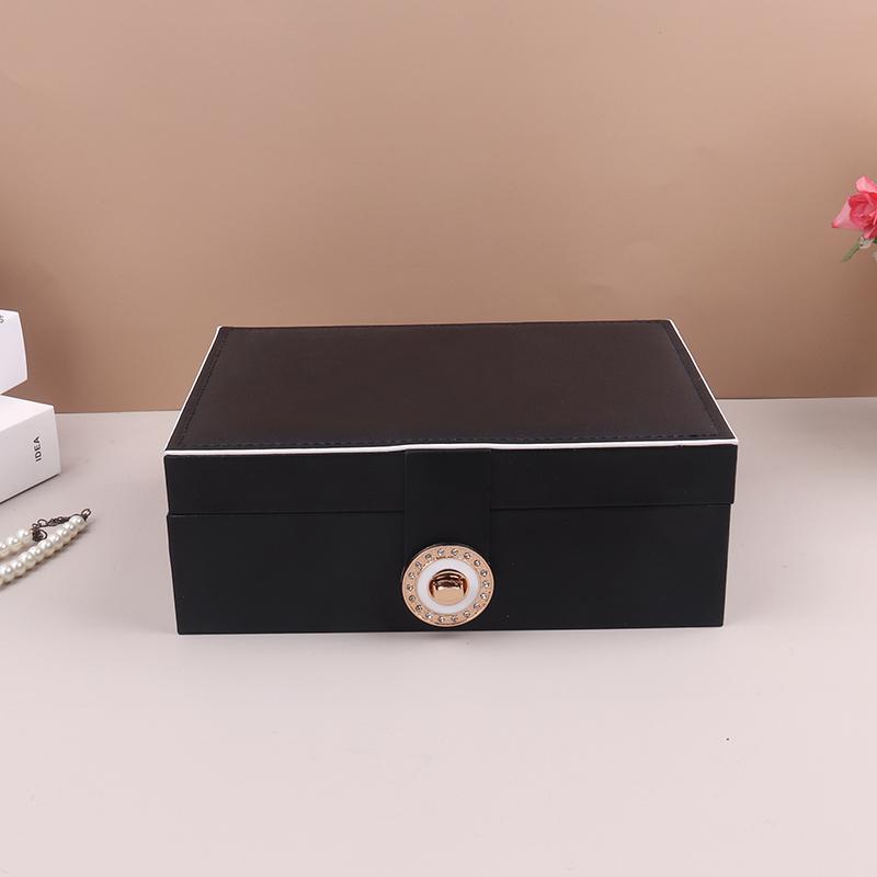 PU Leather Jewelry Storage Box with Clear Flip Lid Double Layer Drawer Organizer for Earrings Ring Necklace Display Jewelry Case