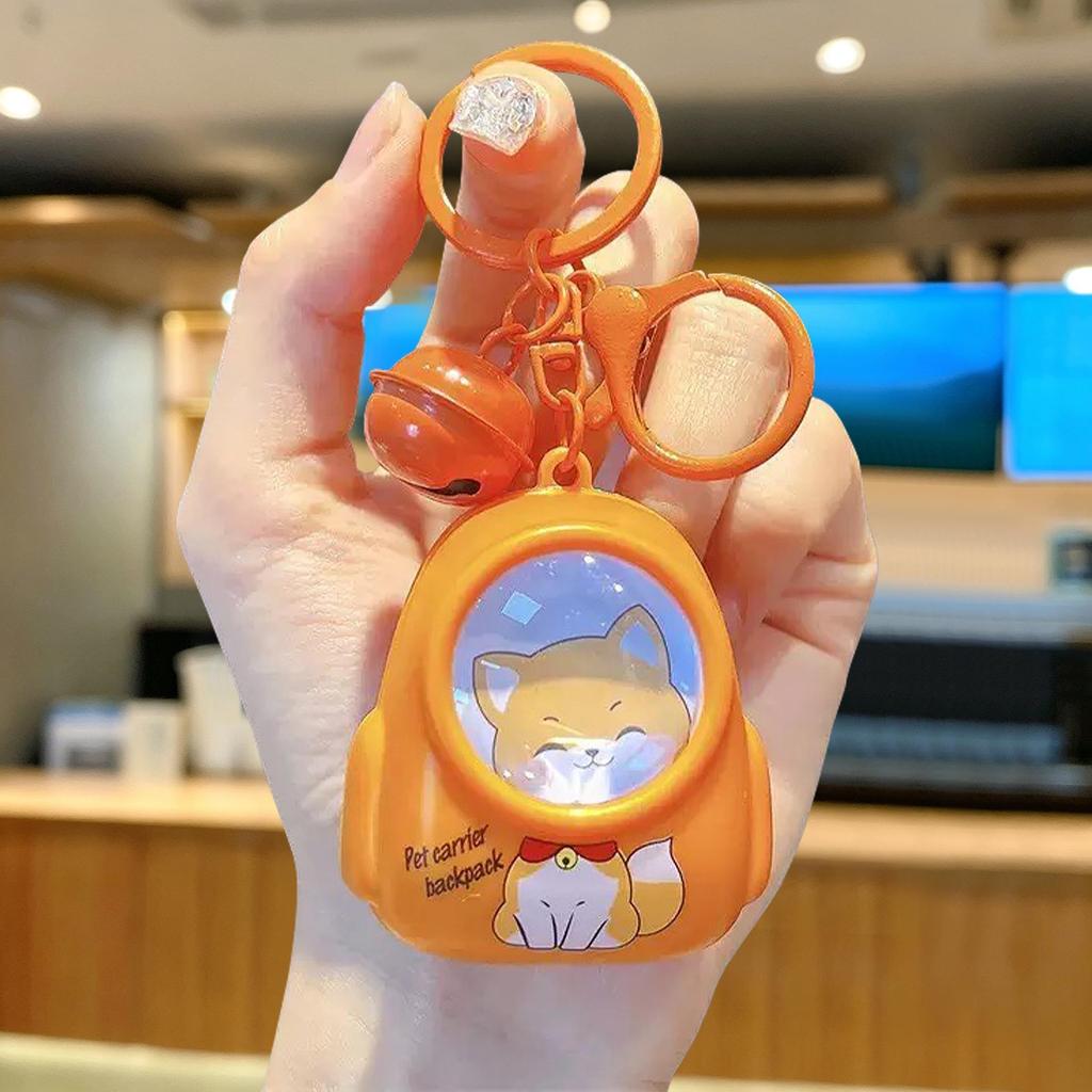 Cartoon Glow Backpack with Kitten Bear Keychain - Creative Student Schoolbag Pendant and Night Light Gift