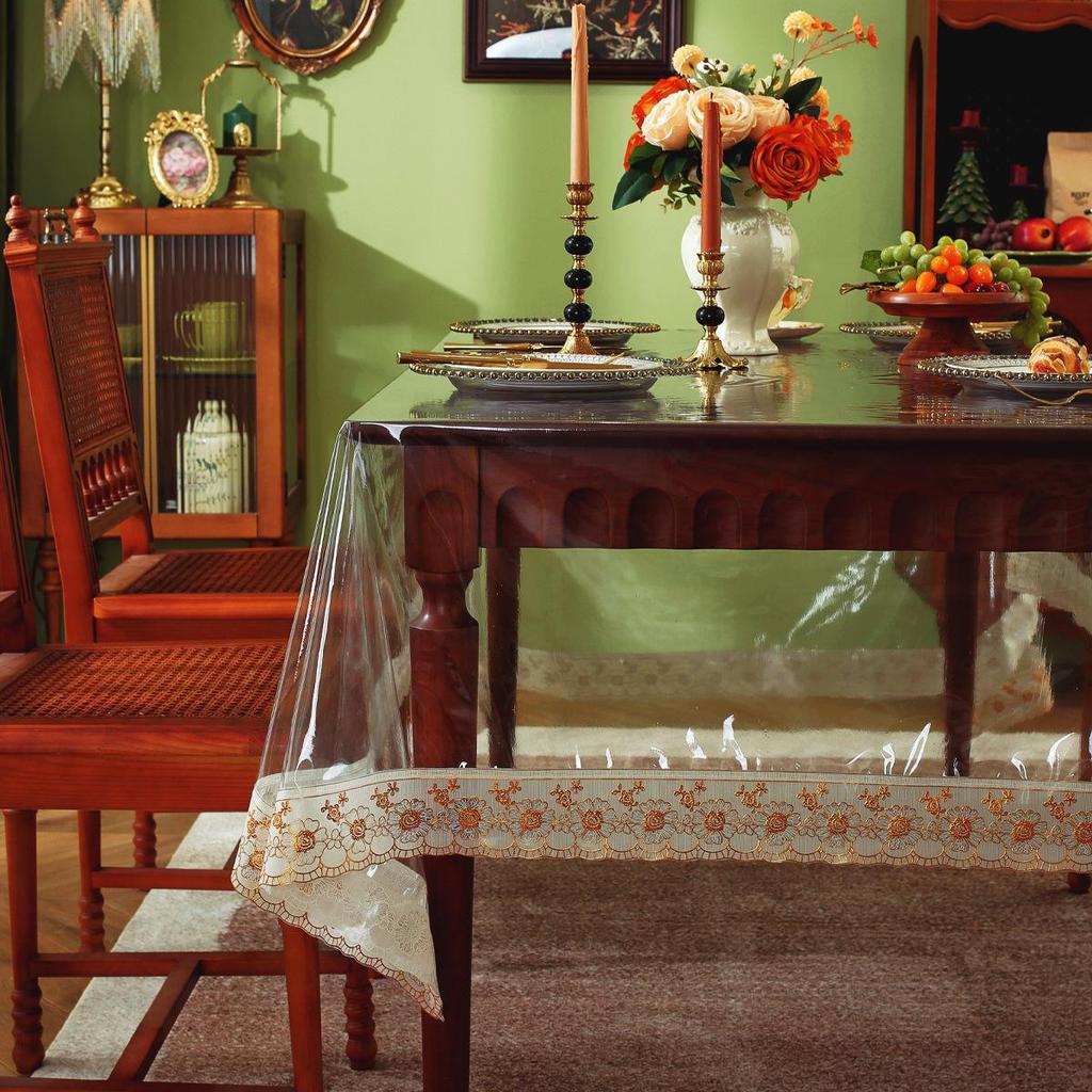 Clear PVC Waterproof Heat-Resistant Square Tablecloth for Dining and Coffee Tables, Oilproof and Dustproof Decorative Cover.