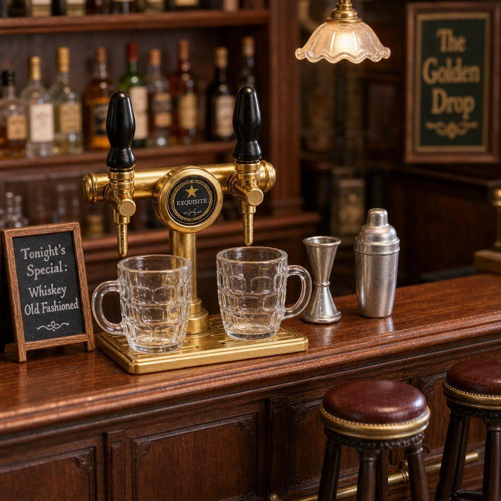 5pcs/set Dollhouse Decor Miniature Beer Tap Set Cocktail Shaker Miniature  Dollhouse Bar Accessories