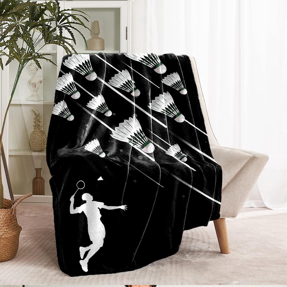 badminton Theme Printed Blanket - Perfect for Couch, Bed, Travel & Outdoor Use | Machine Washable, Cozy & Durable.