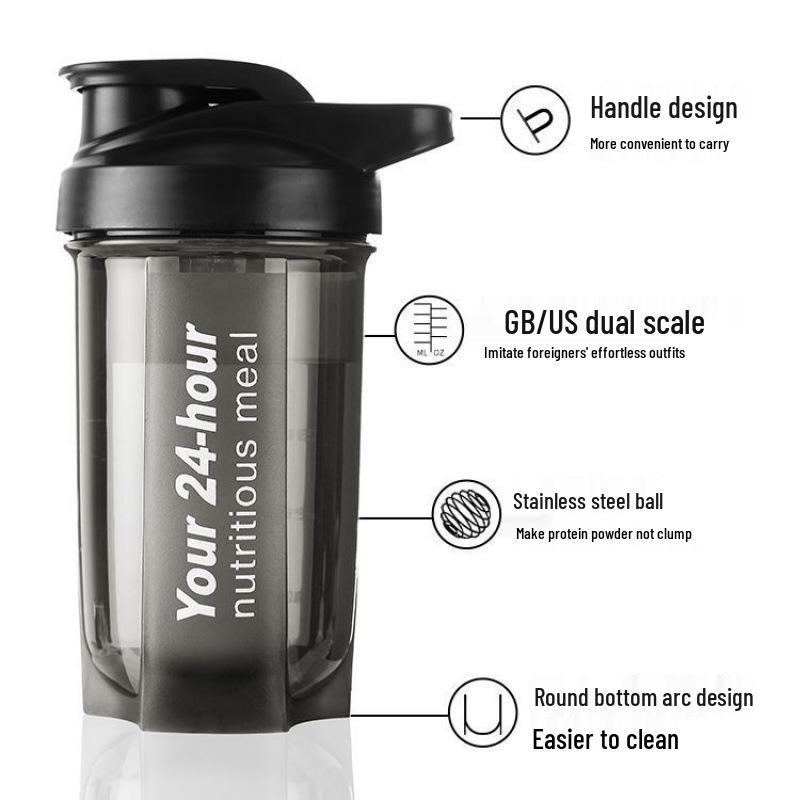 500ML Portable Protein Shake Blender Cup - 24-Hour Fitness Sports Large Capacity Shaker