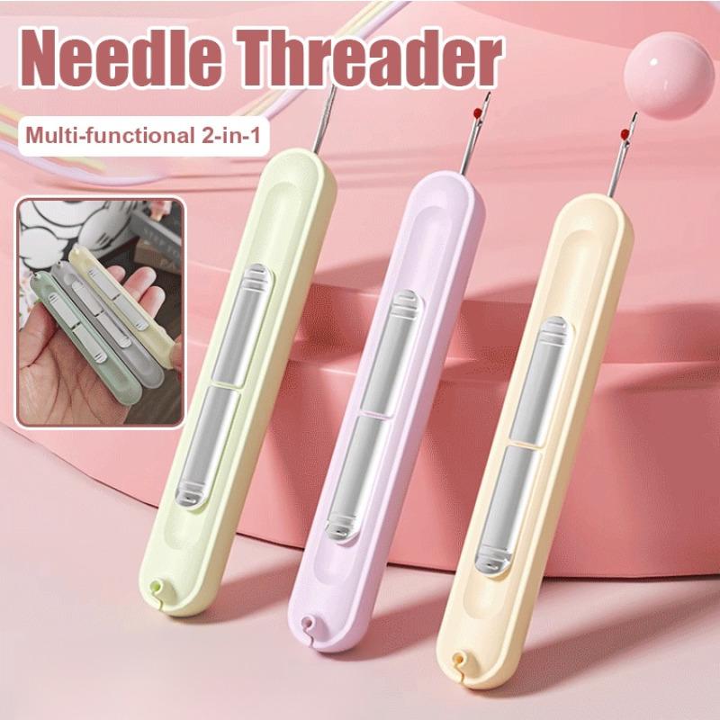 2 in 1 Hand Sewing Needle Threader and Seam Ripper Multifunctional Threading and Stitch Removal Tool Elderly Diy Craft Accessory