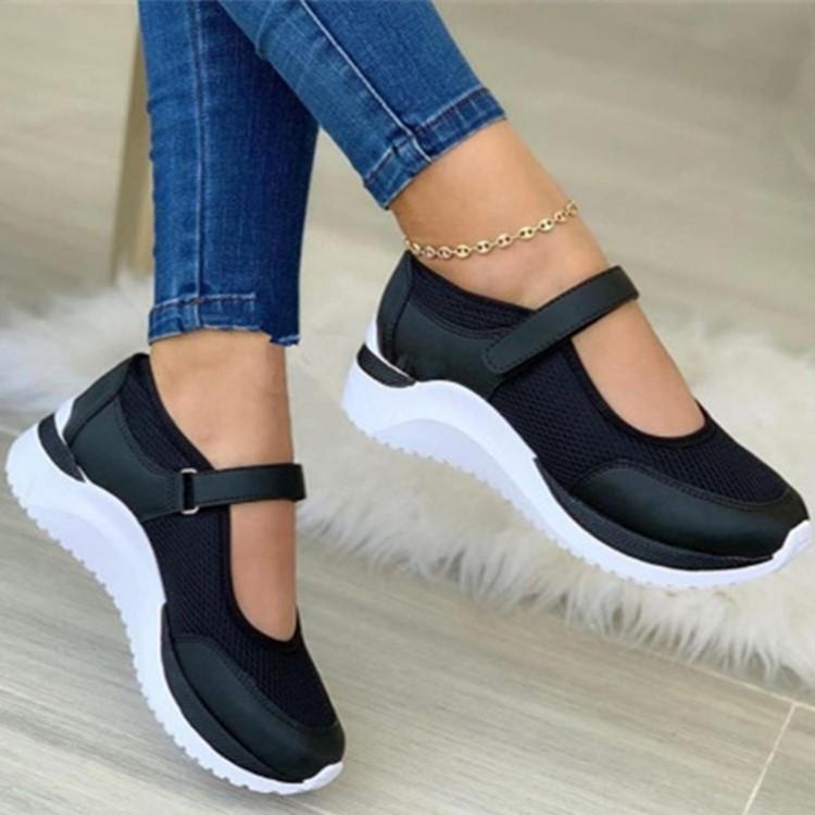 New casual single shoes women's spring and summer new slope heel Velcro casual large size sports women's shoes