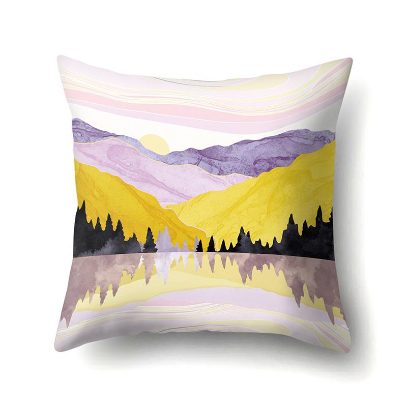 Polyester Pillow Cover Mountain Print Pillow Cover Waist Cushion Cover Car Cushion Head Cushion Cover Premium Durable