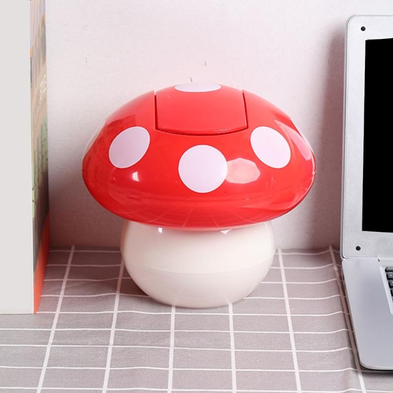 Lovely Mushroom Designs Waste Bin With Sealed Cover Sturdy ABS for Kitchen Kid Room
