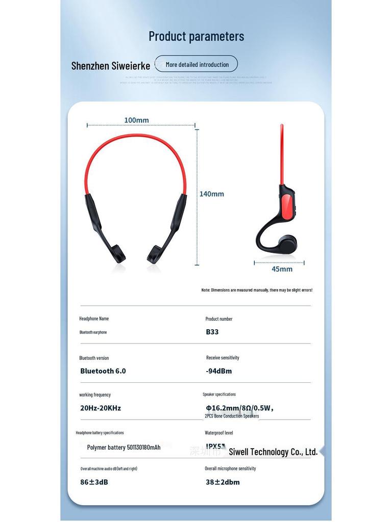 Nowe wodoodporne słuchawki Bluetooth z otwartymi uszami, przewodnictwem kostnym