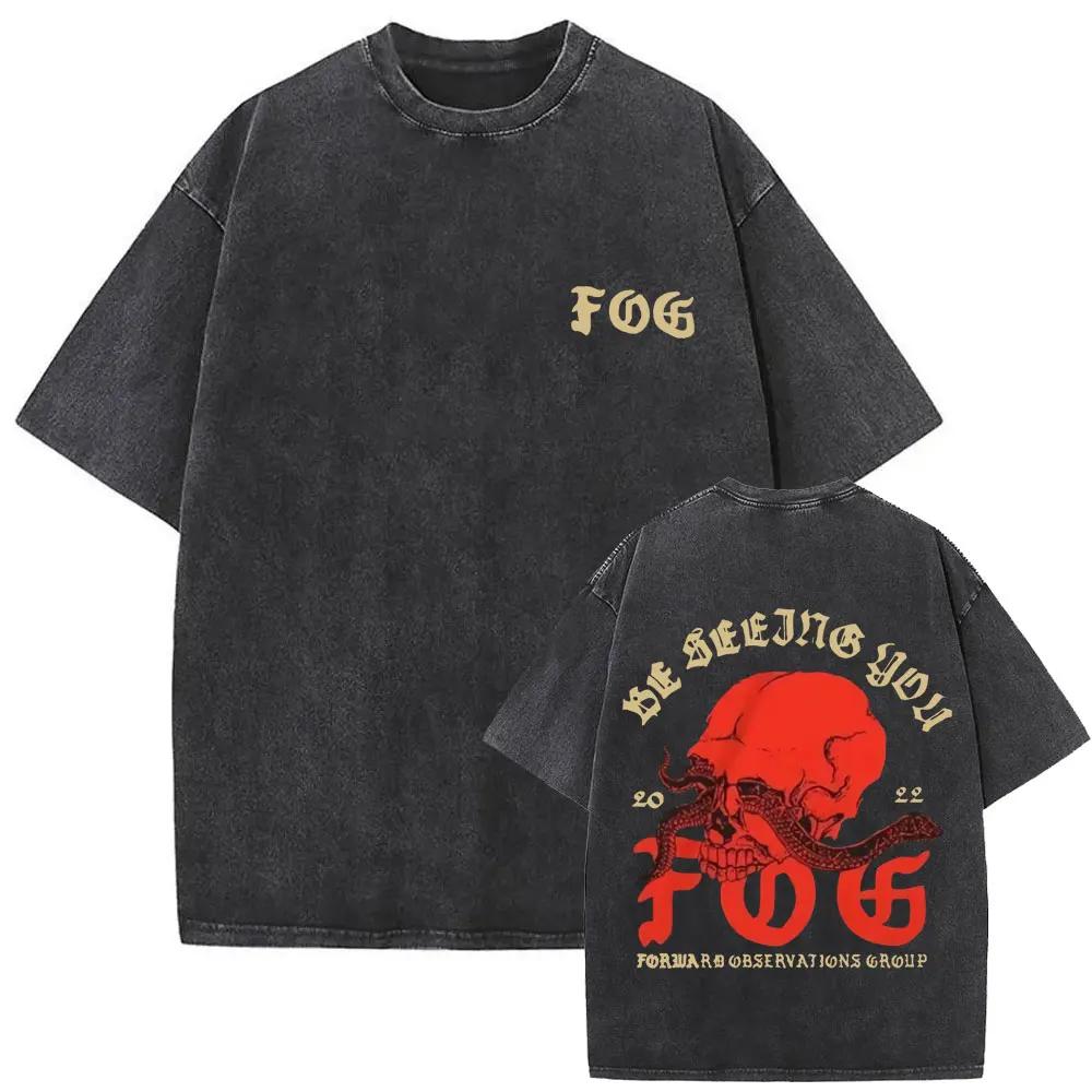 Fashion Vintage Washed Forward Observations Group Battle Tribe From The Grave Pull Over Print T-shirts Skeleton Bigsize